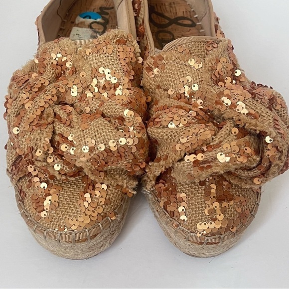 Sam Edelman Women's Cabrera Platform Burlap Gold Sequin Size 10 ⬇️ - Picture 5 of 8